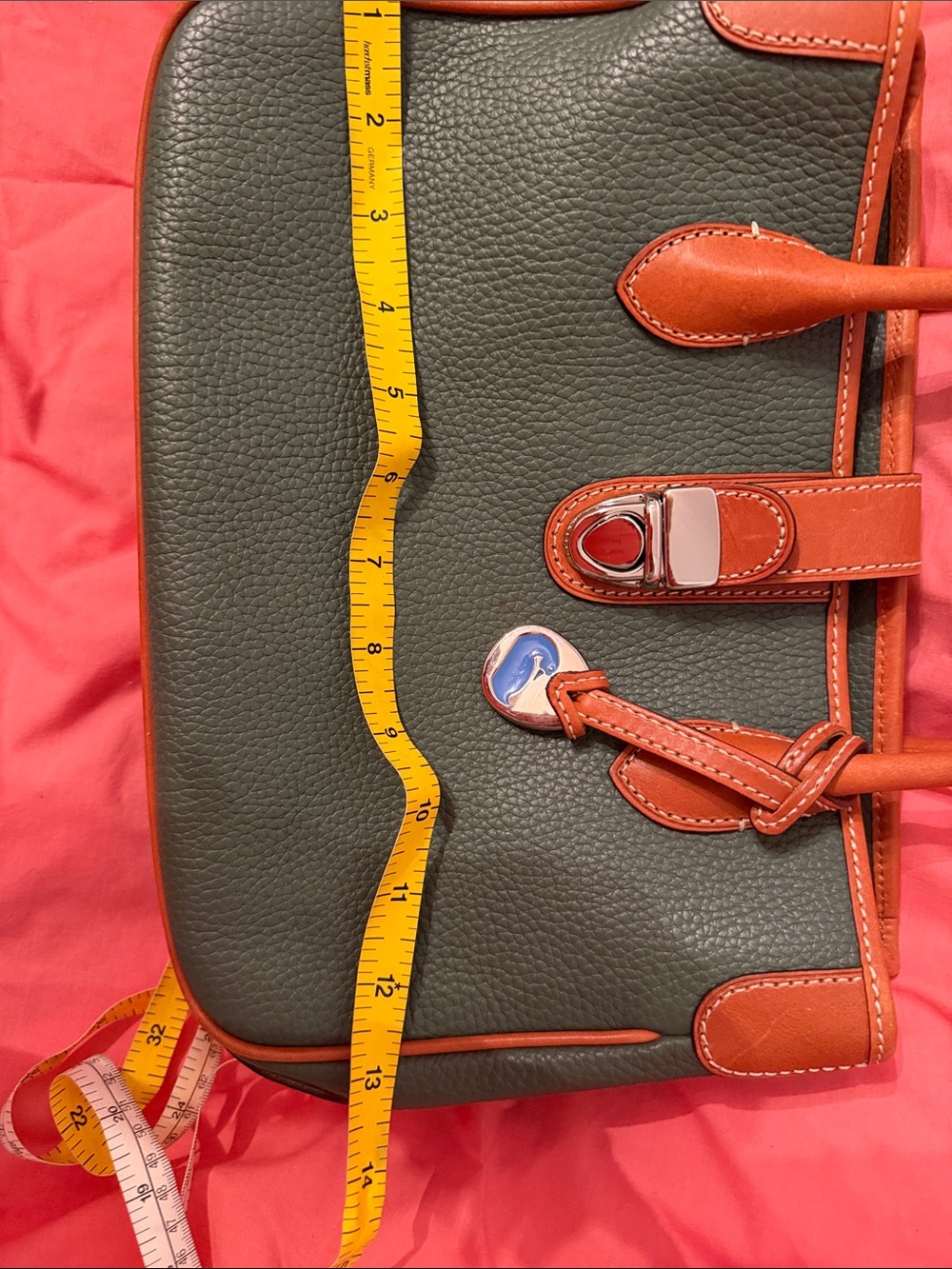 Dooney & Bourke Green and Brown Pebble Leather Satchel - Picture 15 of 15